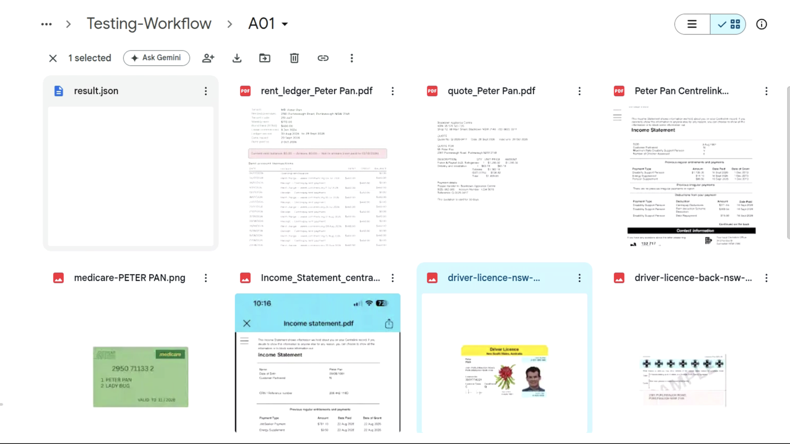 Applicant document pack — ID, income, tenancy, banking and supplier-quote documents for a synthetic applicant